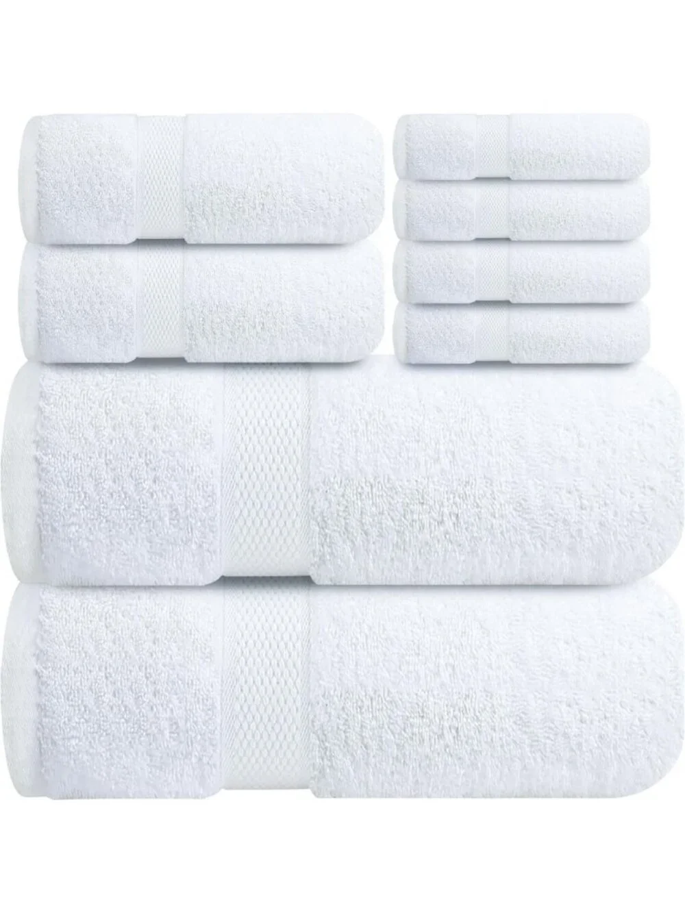 Luxurious 100% Cotton 8-Piece Bath Towel Set - Soft, Absorbent, Quick-Dry Towels